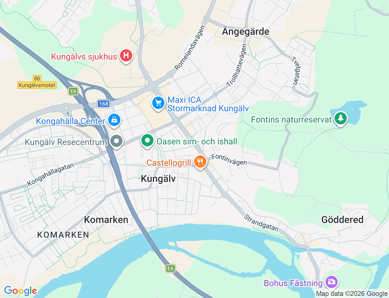 Karta över Uddevallavägen 3 i 30 Kungälv