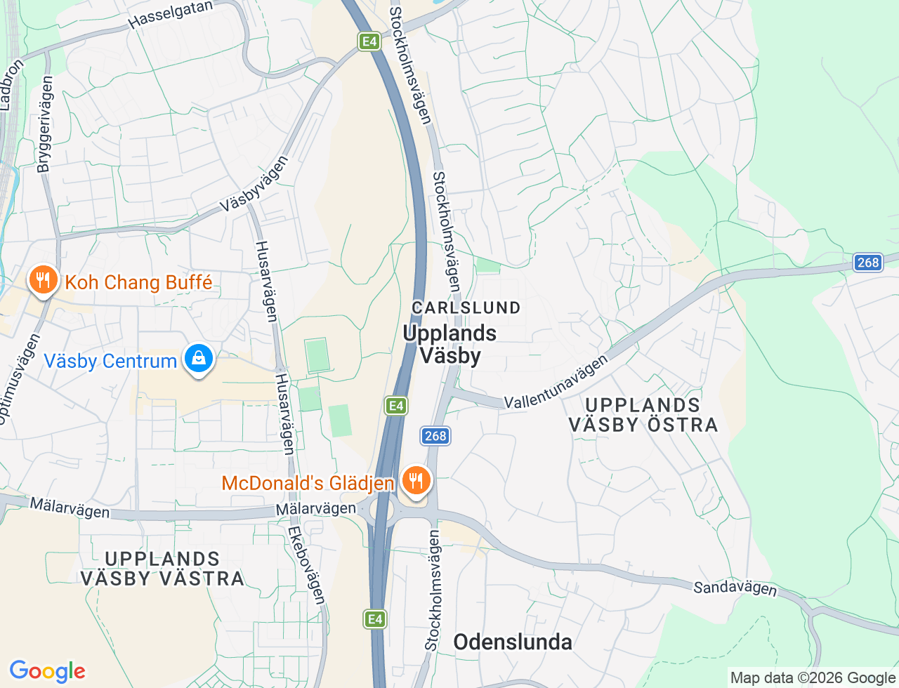 Karta över Upplands Väsby i Sverige