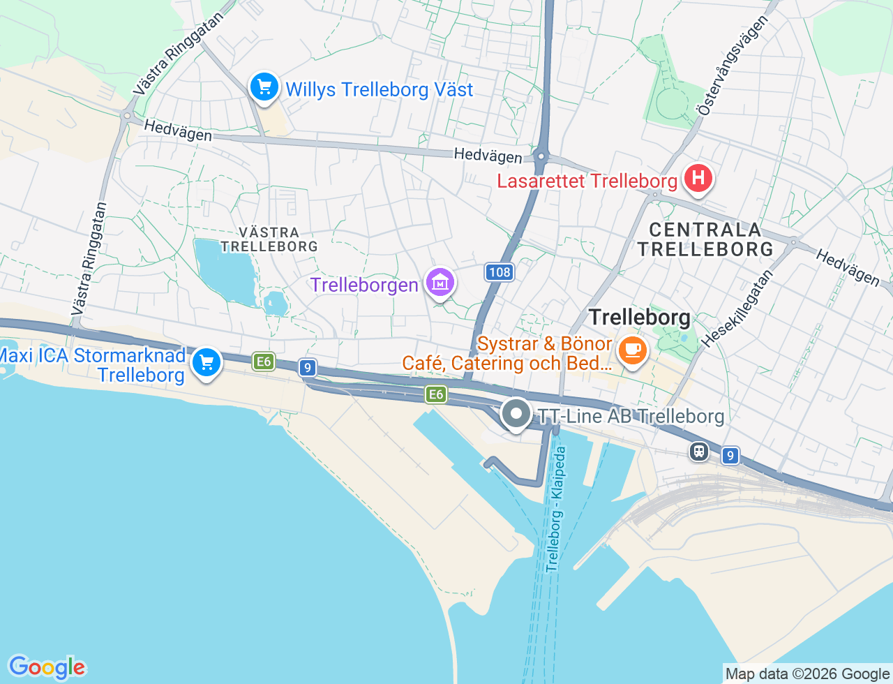 Karta över Västergatan 26 i 64 Trelleborg