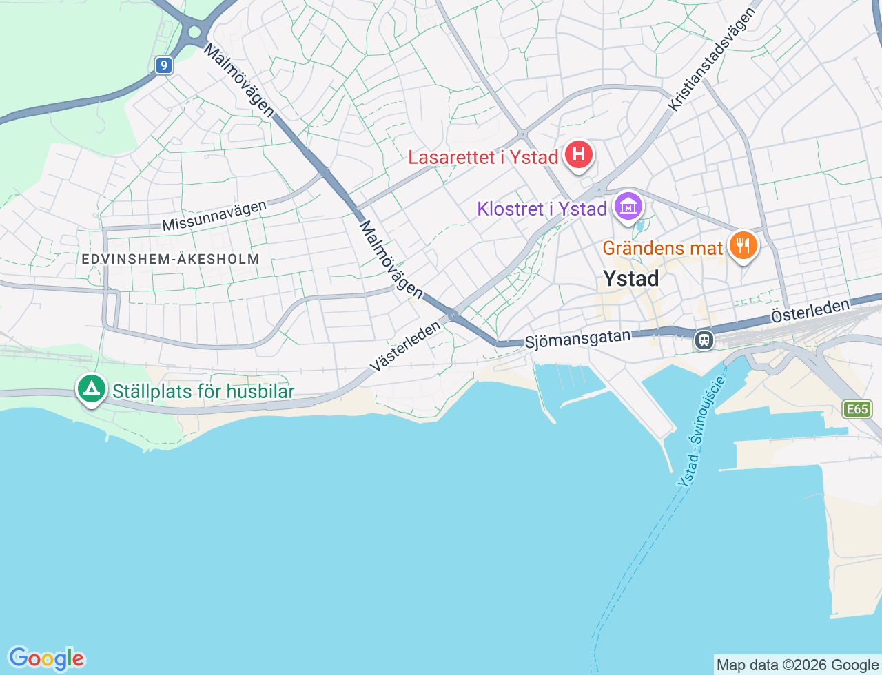 Karta över Västerleden 5 i 44 Ystad