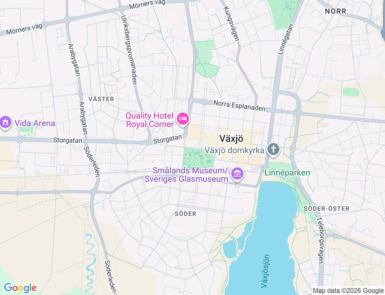 Karta över Västra Esplanaden 1 i 30 Växjö