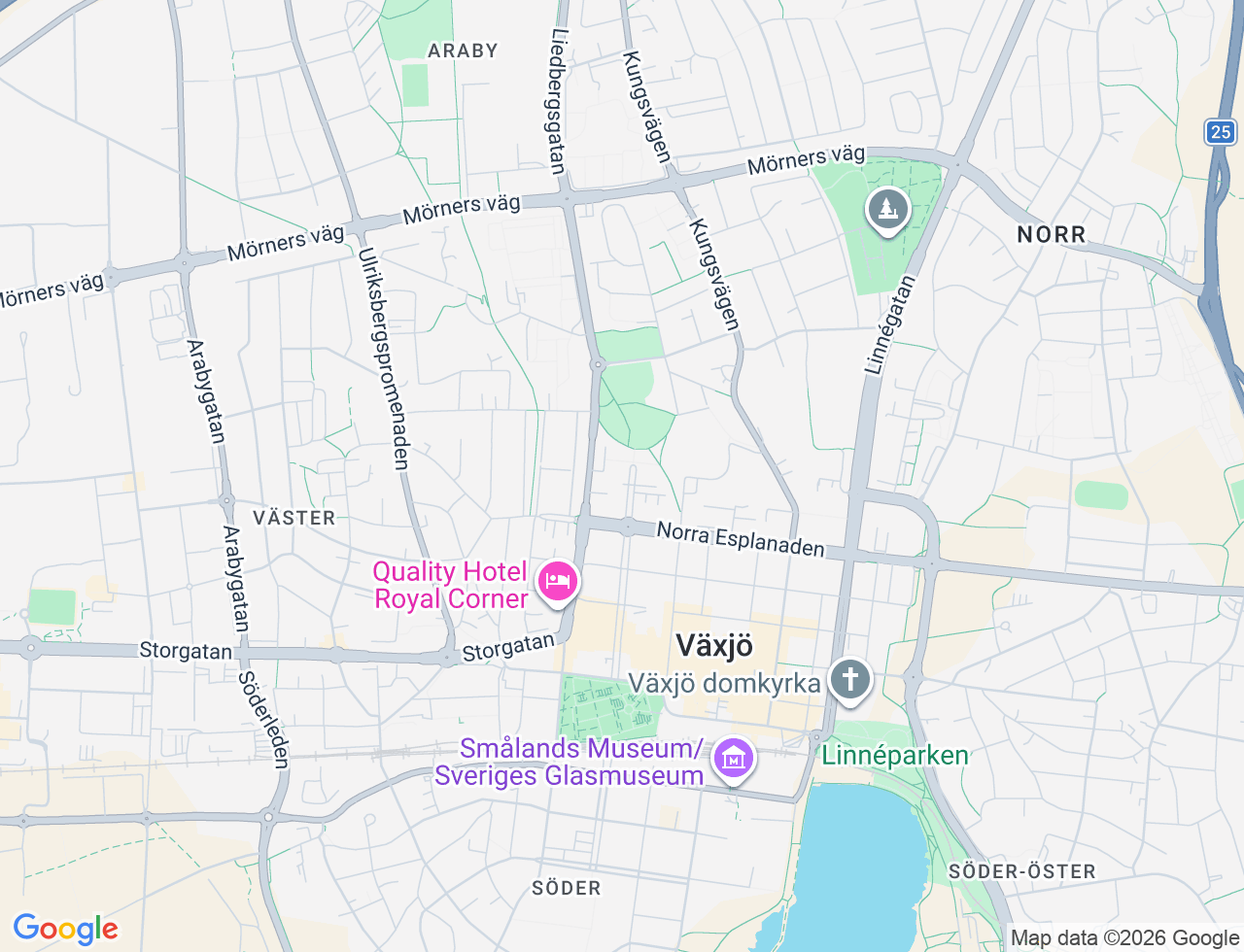 Karta över Västra Esplanaden 19 i 31 Växjö