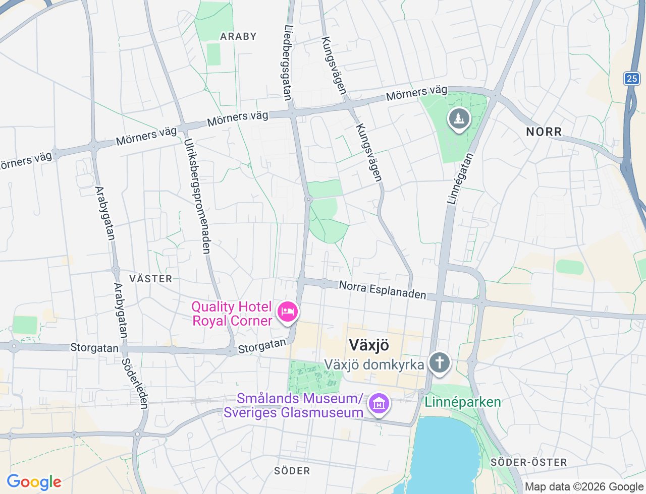 Karta över Västra Esplanaden 23 i 31 Växjö