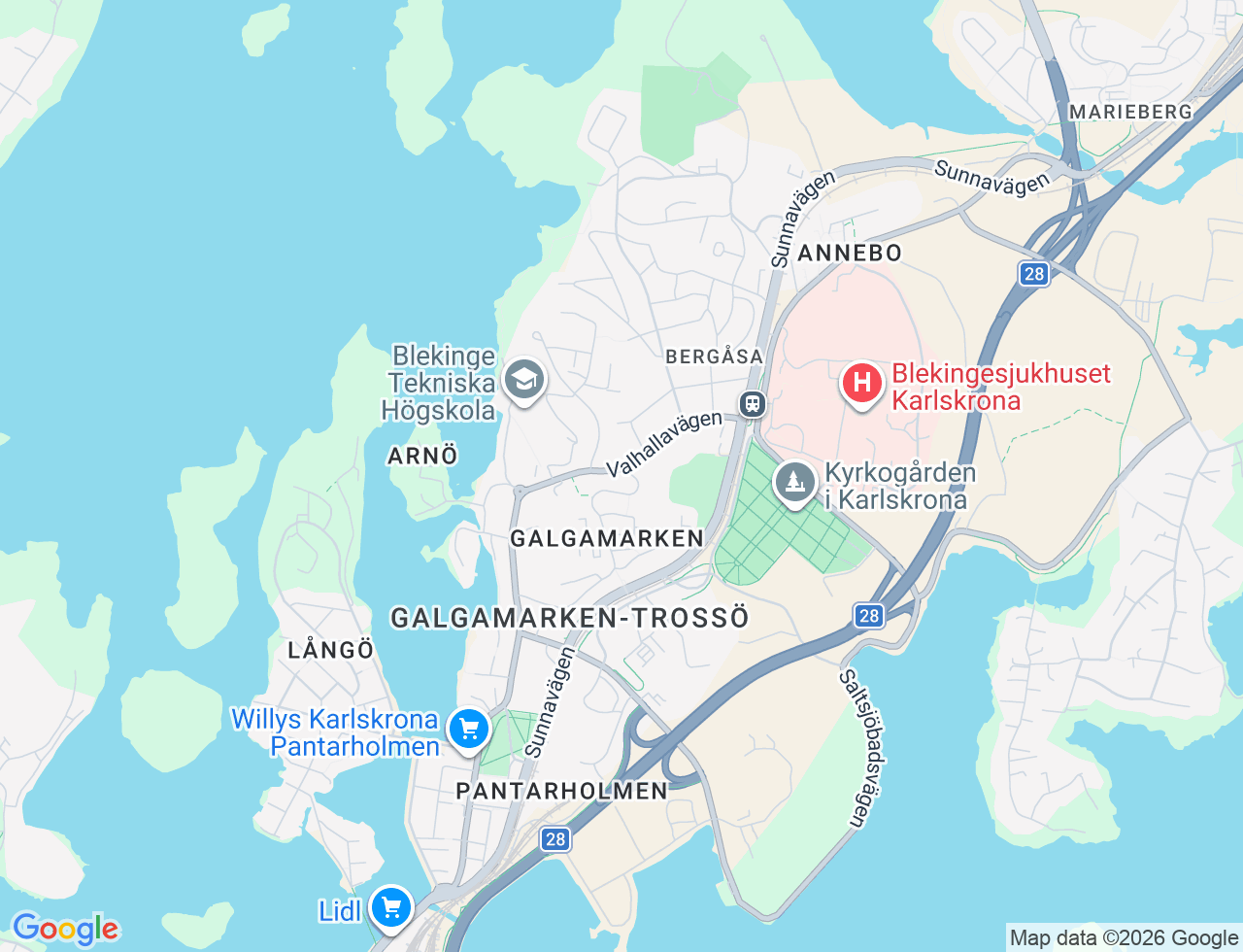 Karta över Valhallavägen 8C i 40 Karlskrona