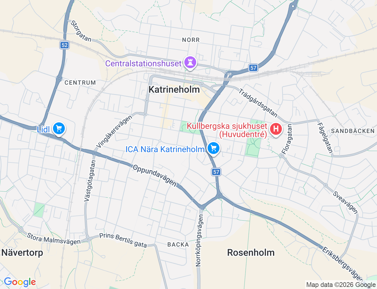 Karta över Vasavägen 26 i 32 Katrineholm