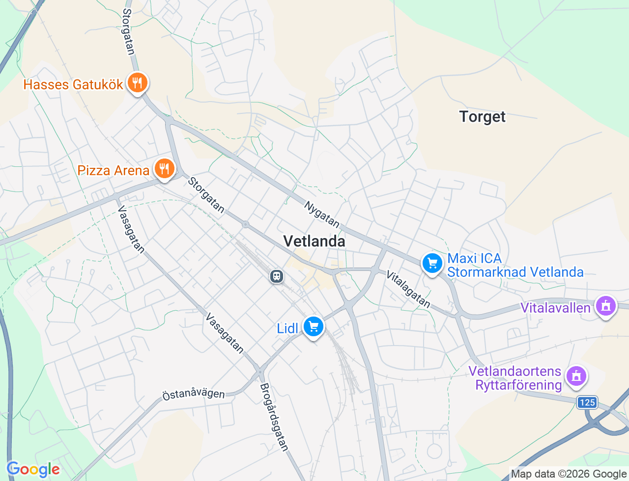 Karta över Vetlanda i Sverige