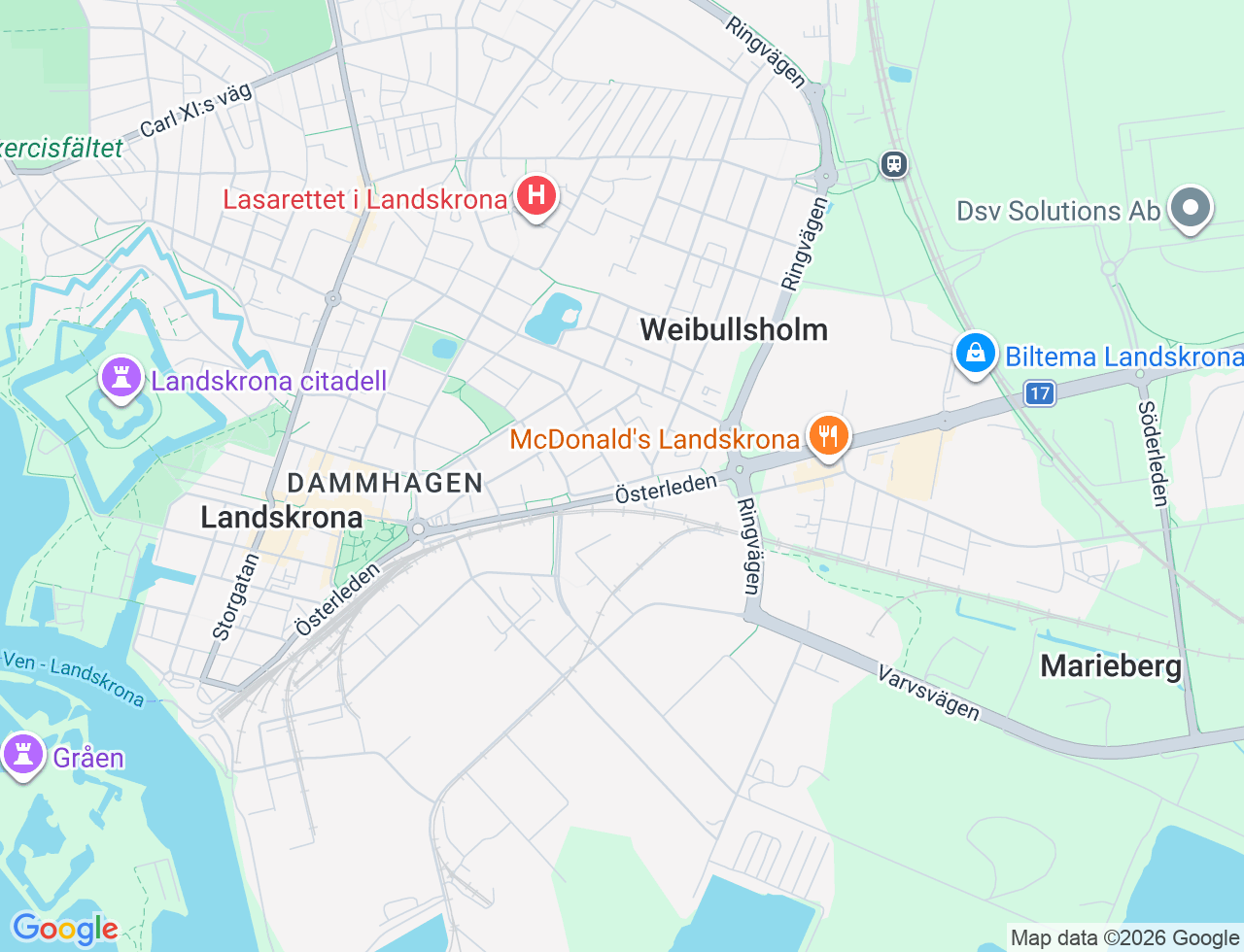 Karta över Viktoriagatan 27 i 35 Landskrona