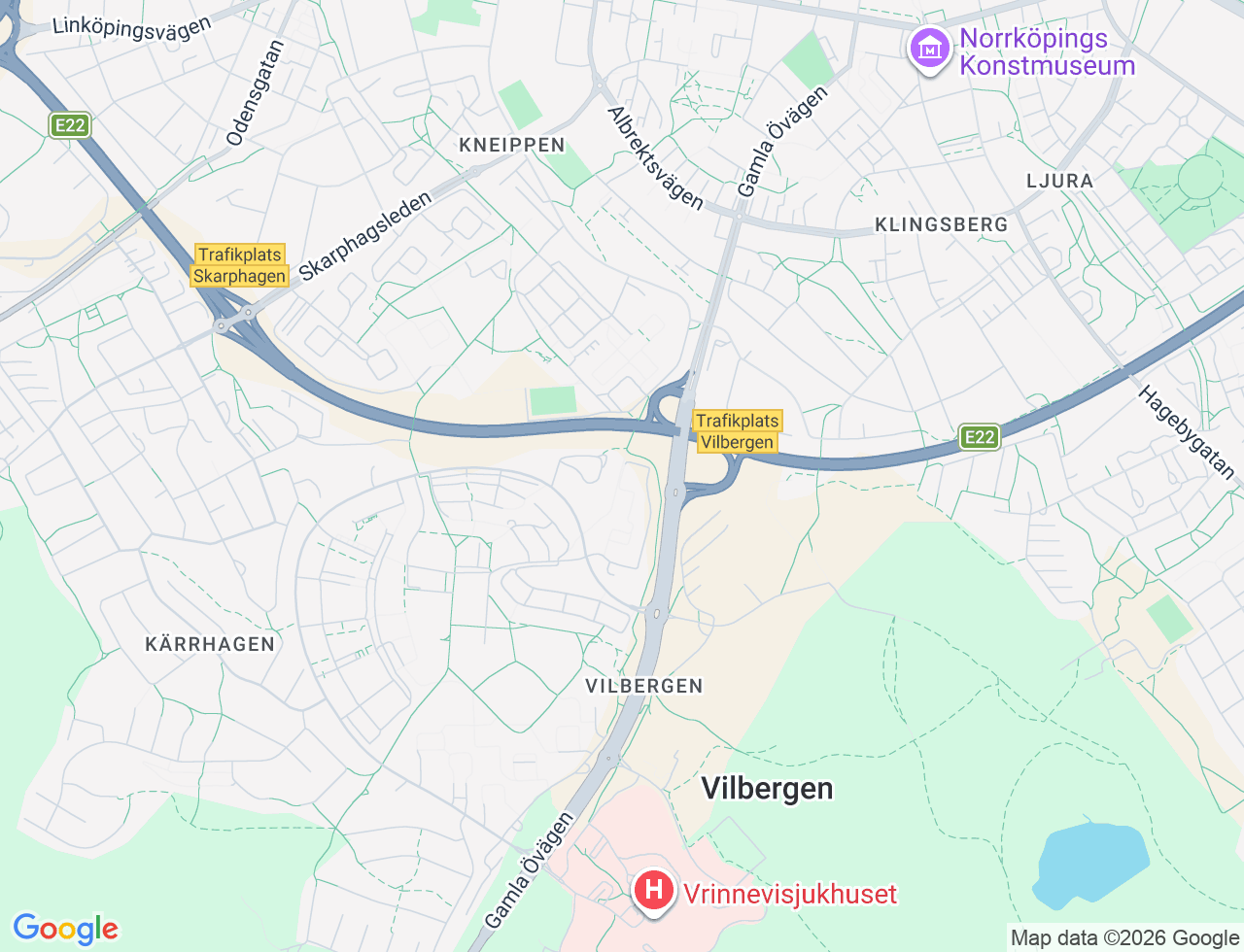 Karta över Vilbergsgatan 22 i 87 Norrköping