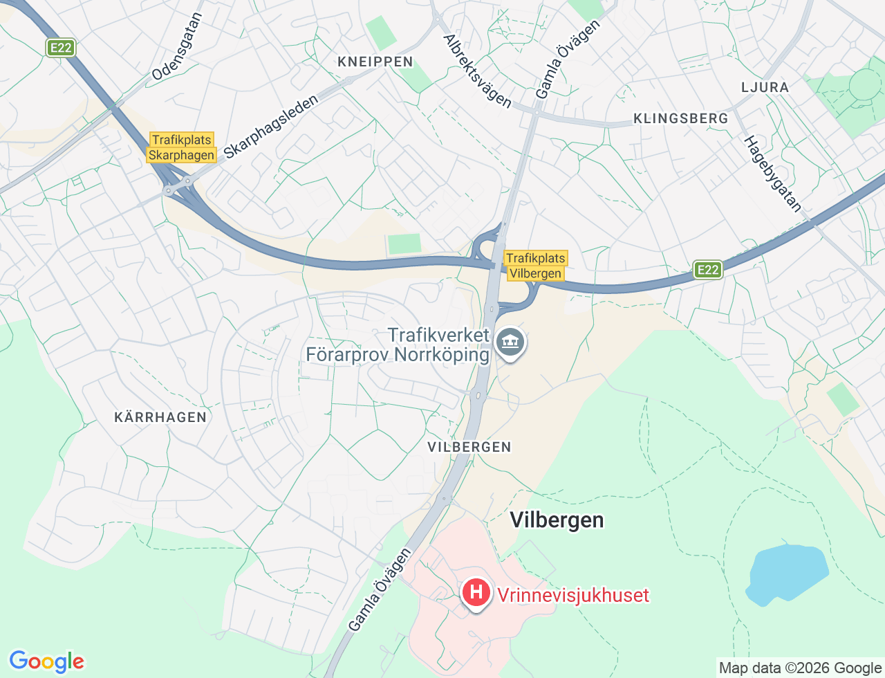 Karta över Vilbergsgatan 26 i 87 Norrköping