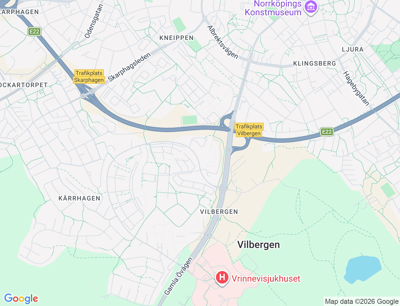 Karta över Vilbergsgatan 34 i 87 Norrköping