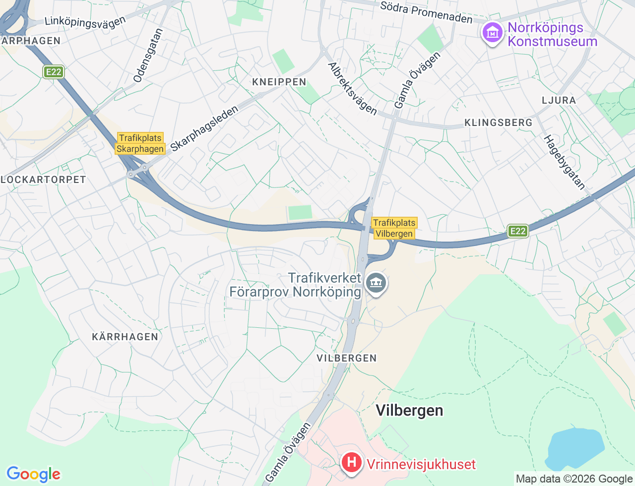 Karta över Vilbergsgatan 44 i 87 Norrköping