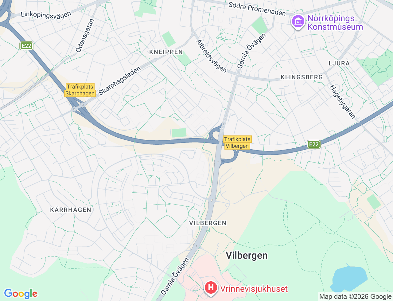 Karta över Vilbergsgatan 50 i 87 Norrköping