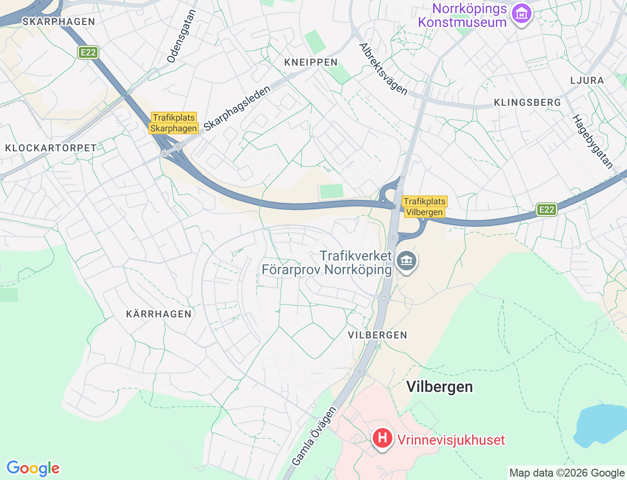 Karta över Vilbergsgatan 57 i 57 Norrköping