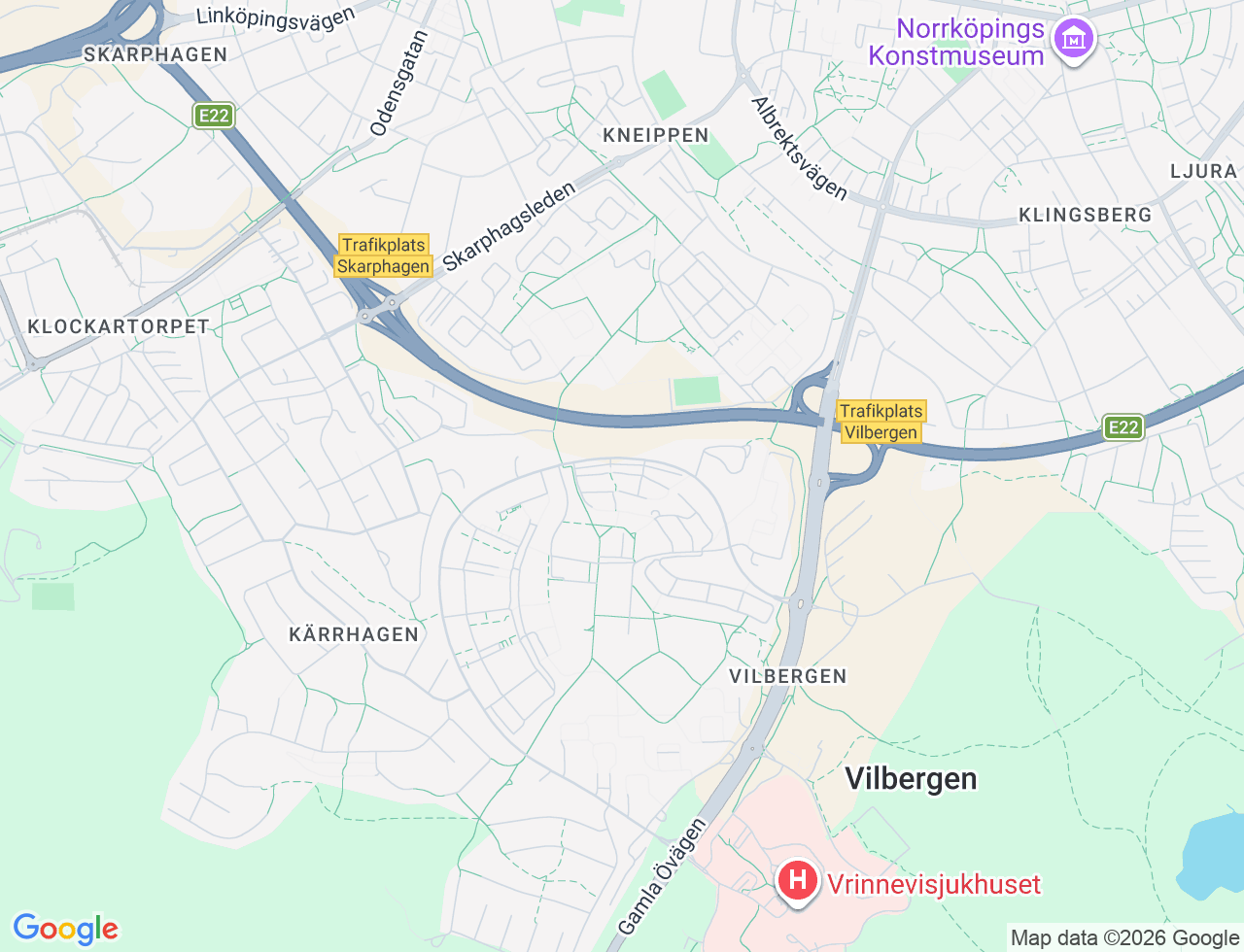 Karta över Vilbergsgatan 73 i 57 Norrköping
