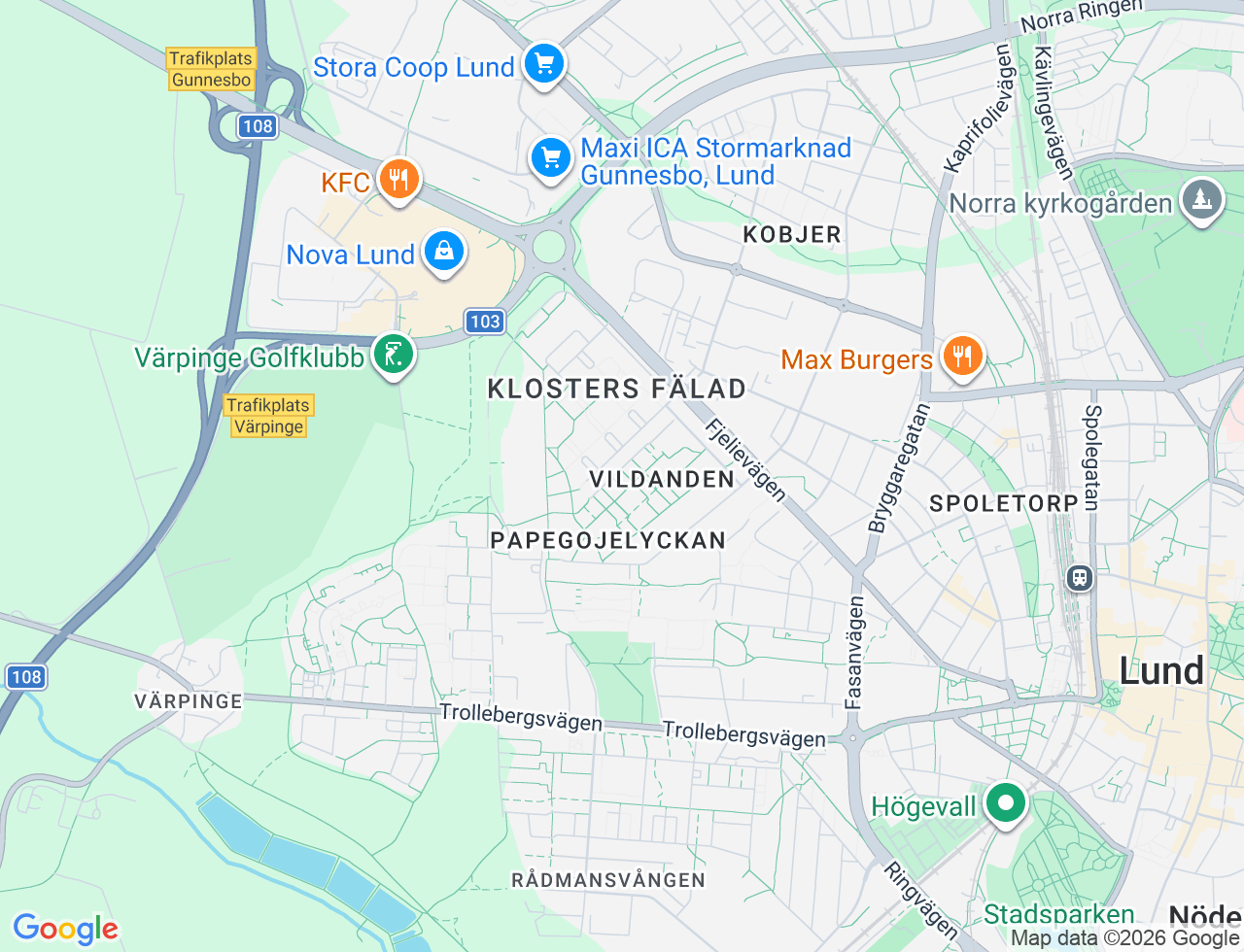 Karta över Vildandsvägen 24E i 34 Lund