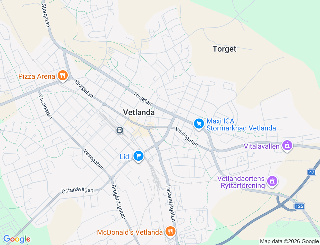 Karta över Vitalagatan 5B i 32 Vetlanda