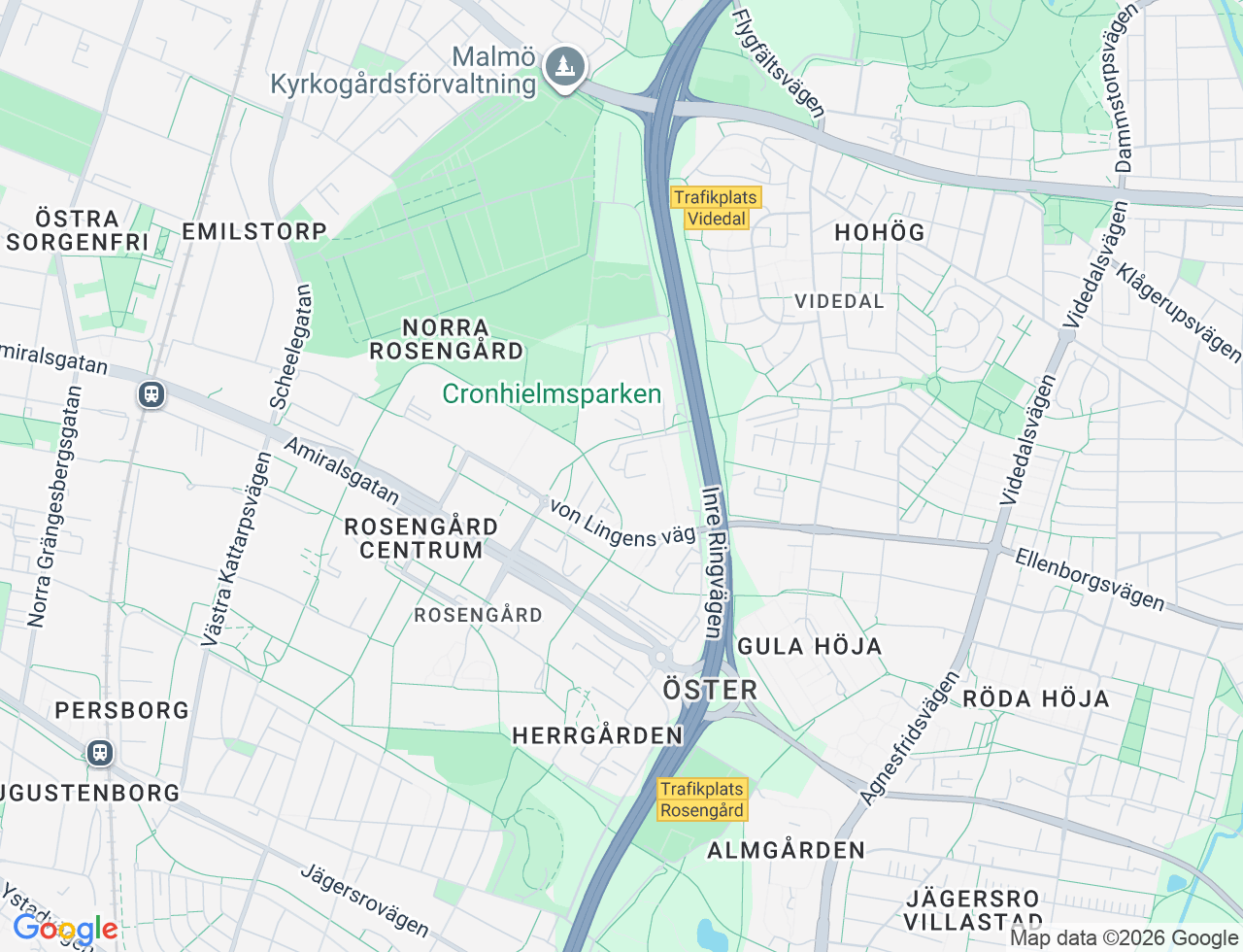 Karta över Vougts väg 32 i 72 Malmö