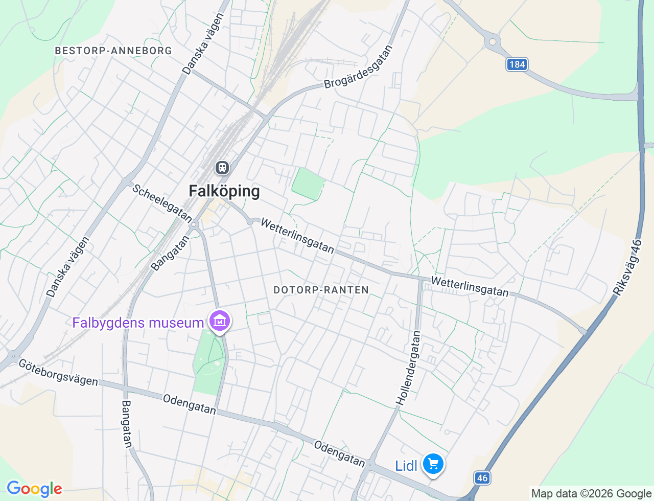 Karta över Wetterlinsgatan 18B i 34 Falköping