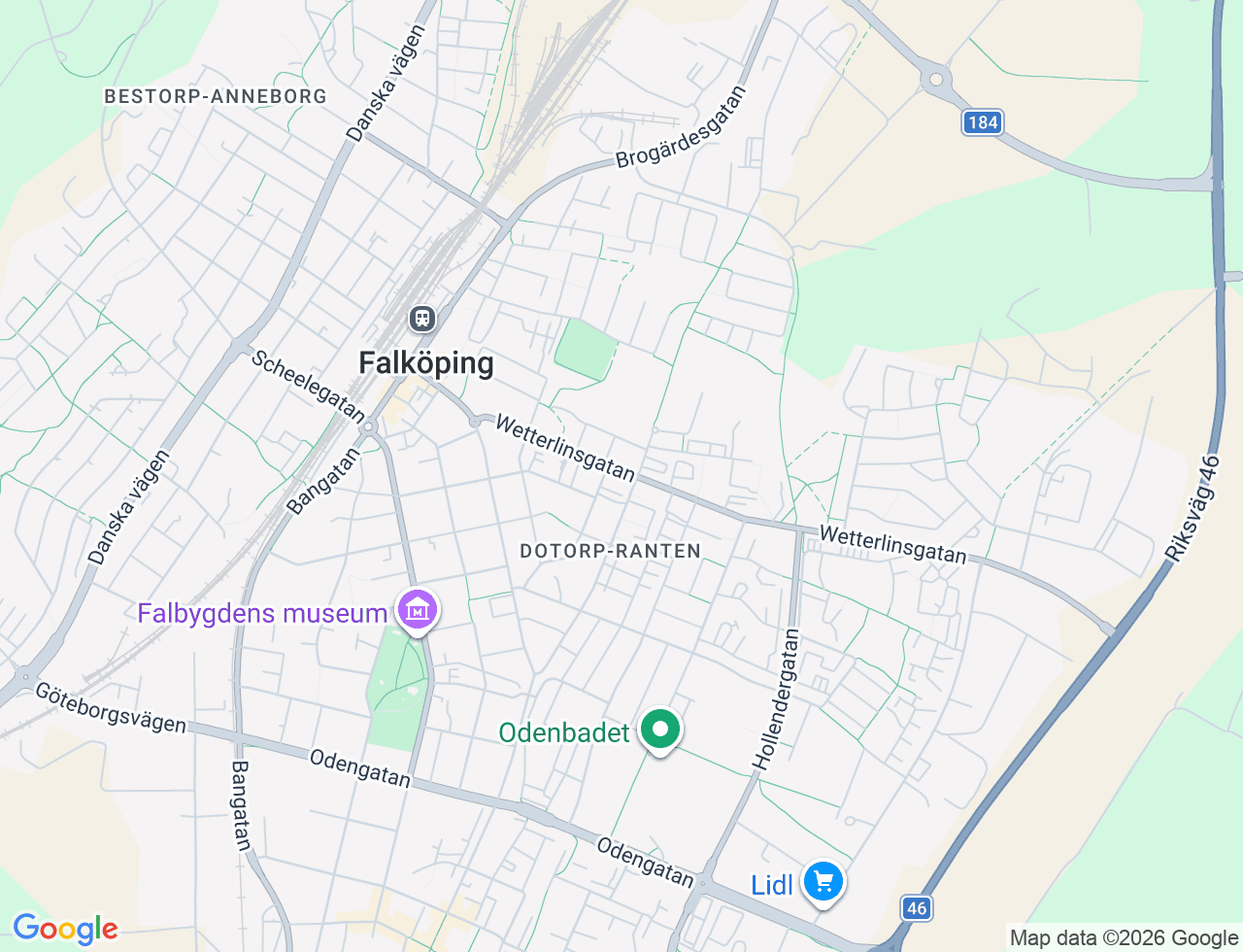 Karta över Wetterlinsgatan 18B i 34 Falköping