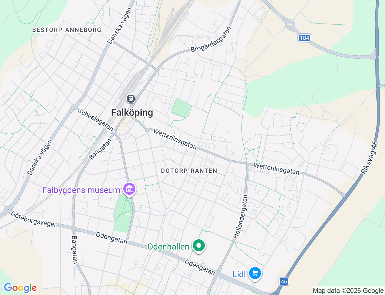 Karta över Wetterlinsgatan 18B i 34 Falköping