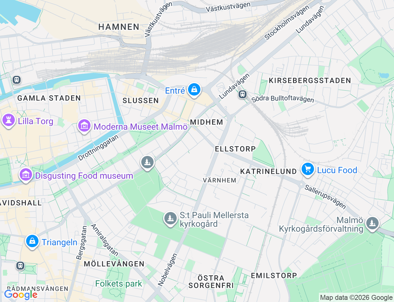 Karta över Zenithgatan 34 i 14 Malmö