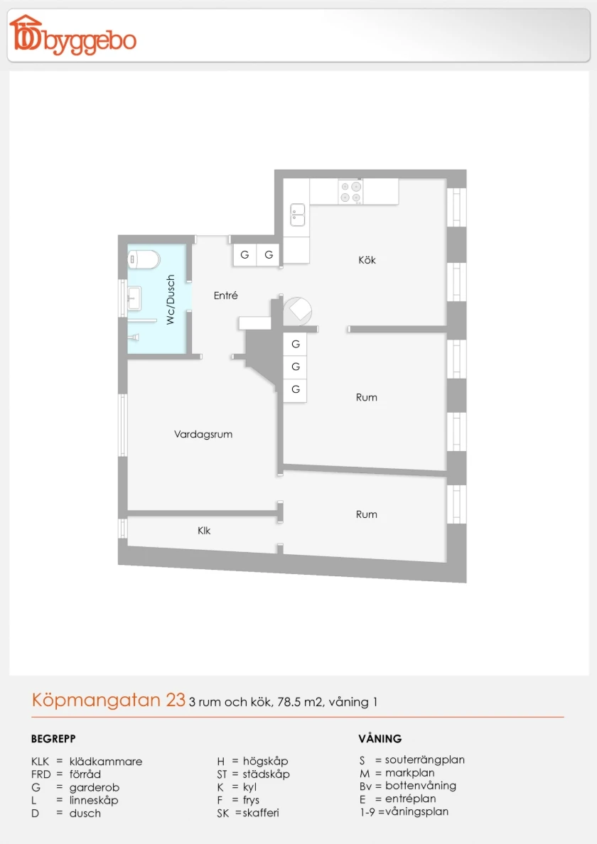 Planritning, Köpmangatan 23B