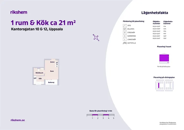 Hyresrätt med 1 rum på Kantorsgatan 10 i Uppsala, bild 4 av 4