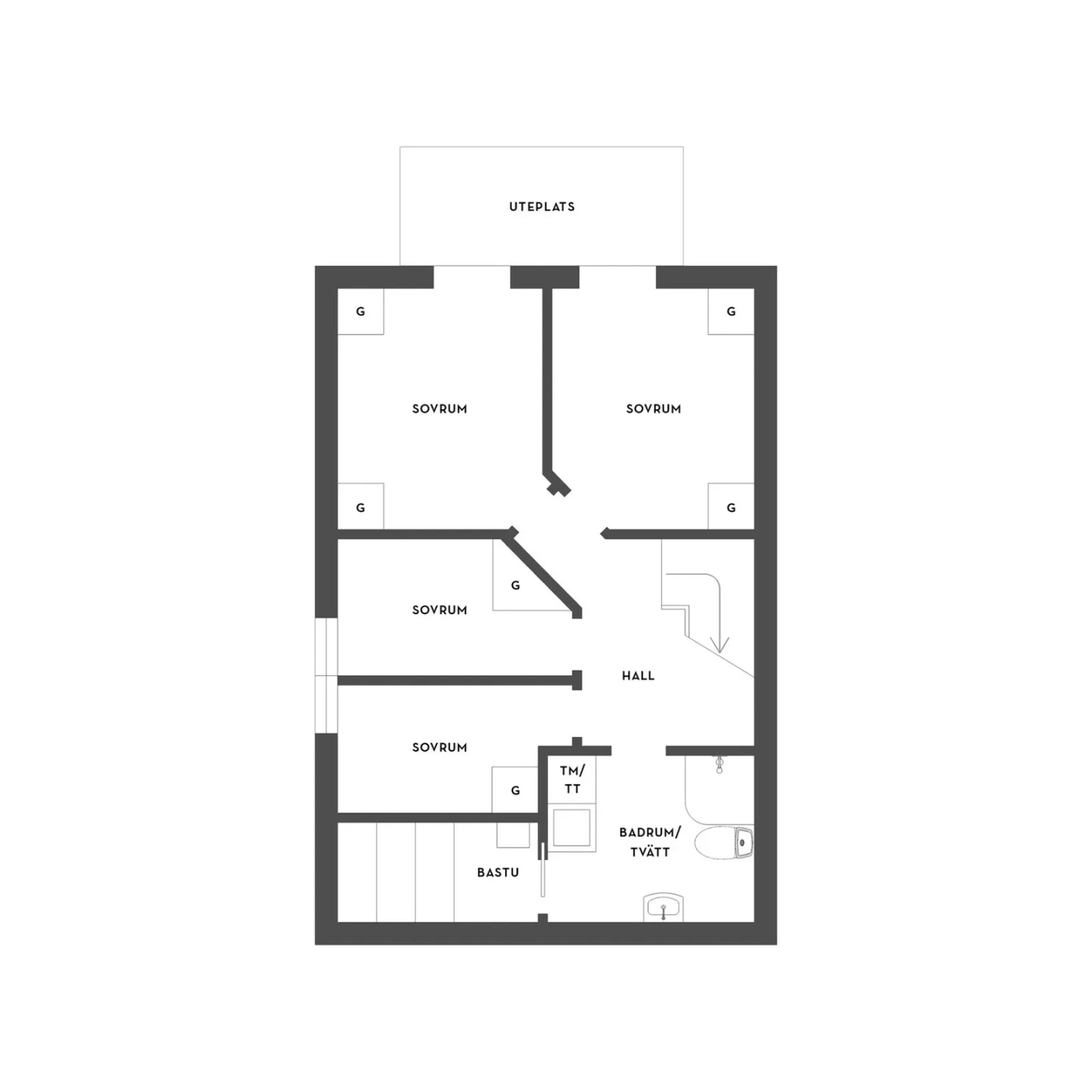 Planritning, Övre Kullstigen 18 (KF508) lght 8
