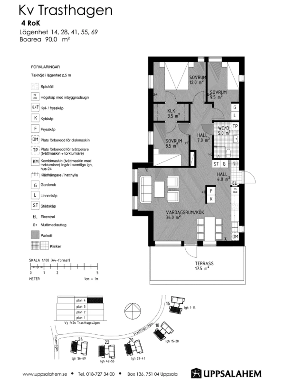 Planritning, Trasthagsvägen 16E