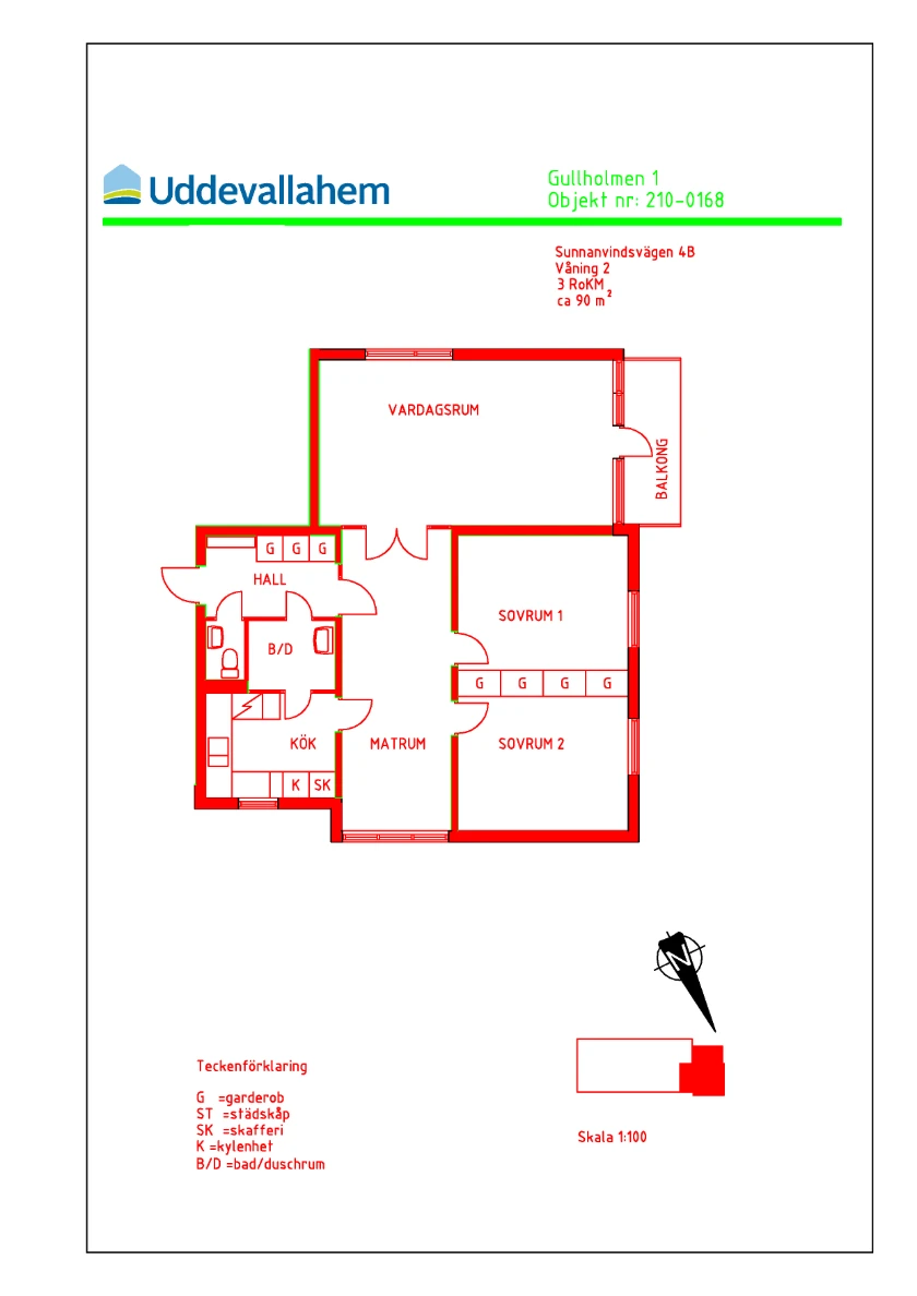 Planritning, Sunnanvindsvägen 4B