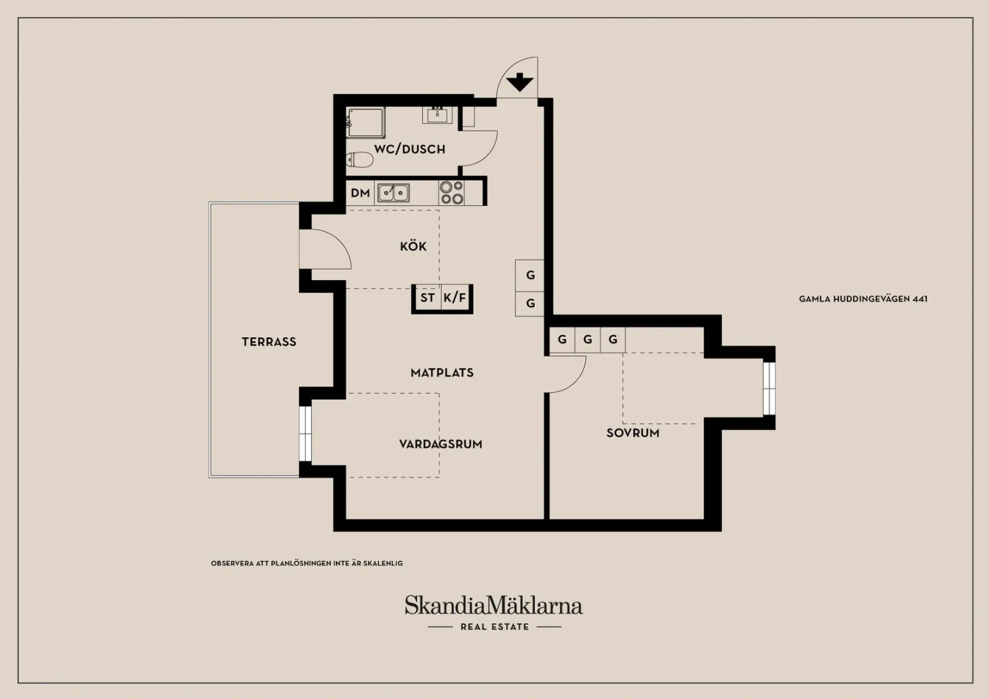 Planritning, Gamla Huddingevägen 441