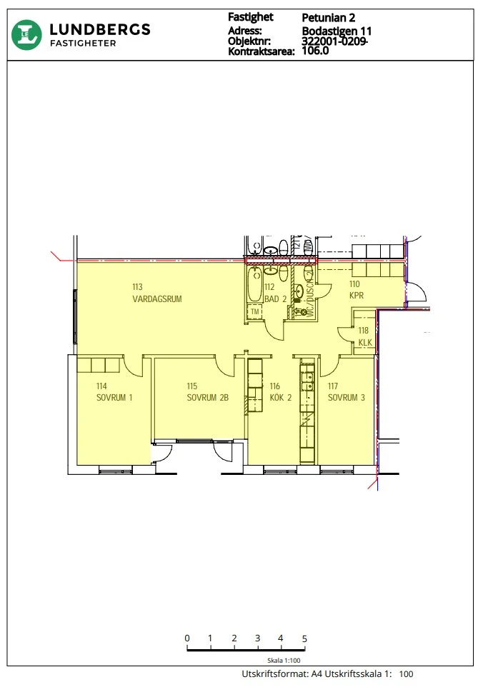 Planritning, Bodastigen 11