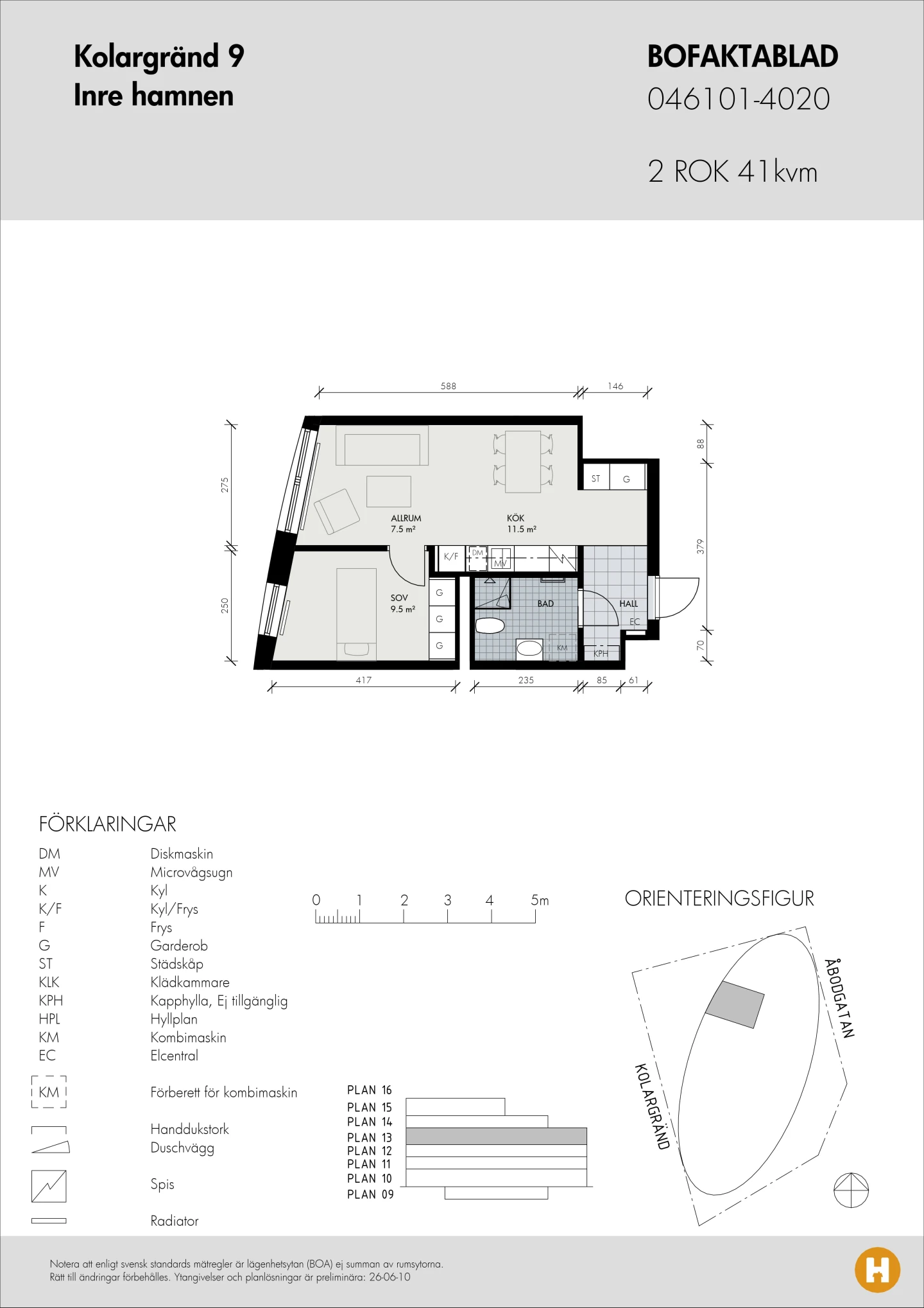 Planritning, Kolargränd 9