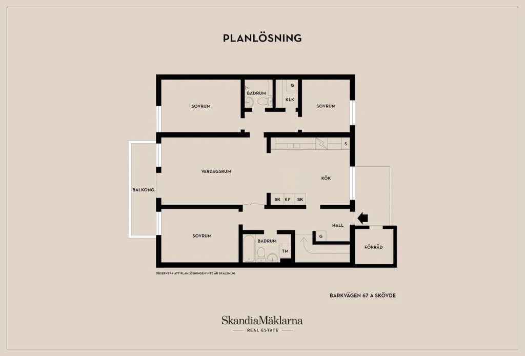 Planritning, Barkvägen 67 A Skövde