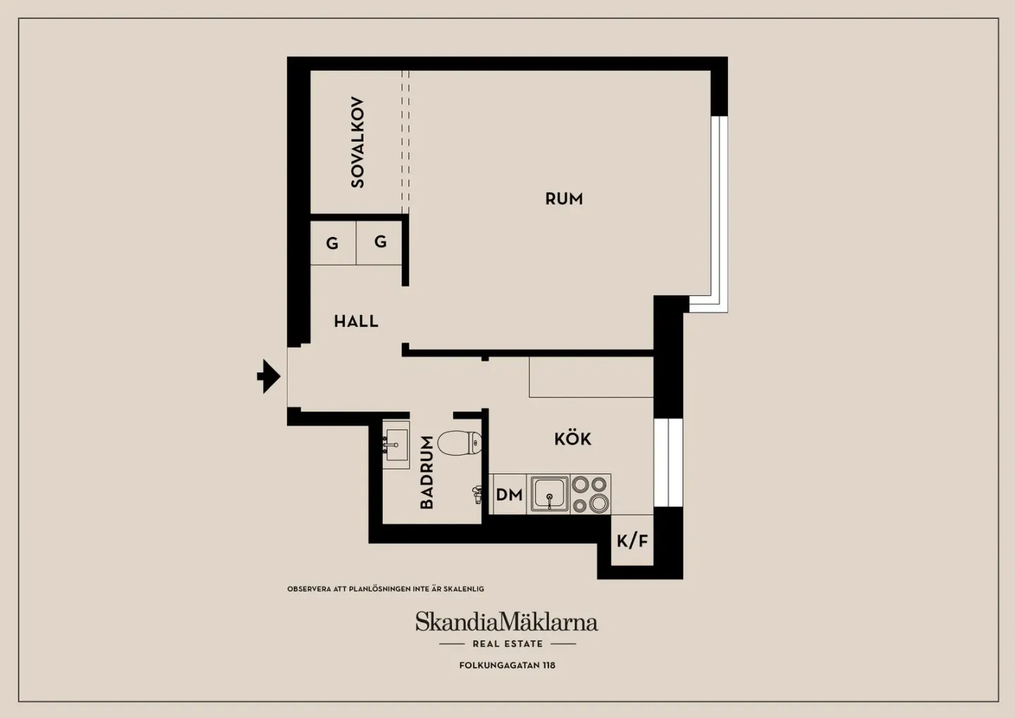Bostadsrätt med 1 rum på Folkungagatan 118 i Stockholm