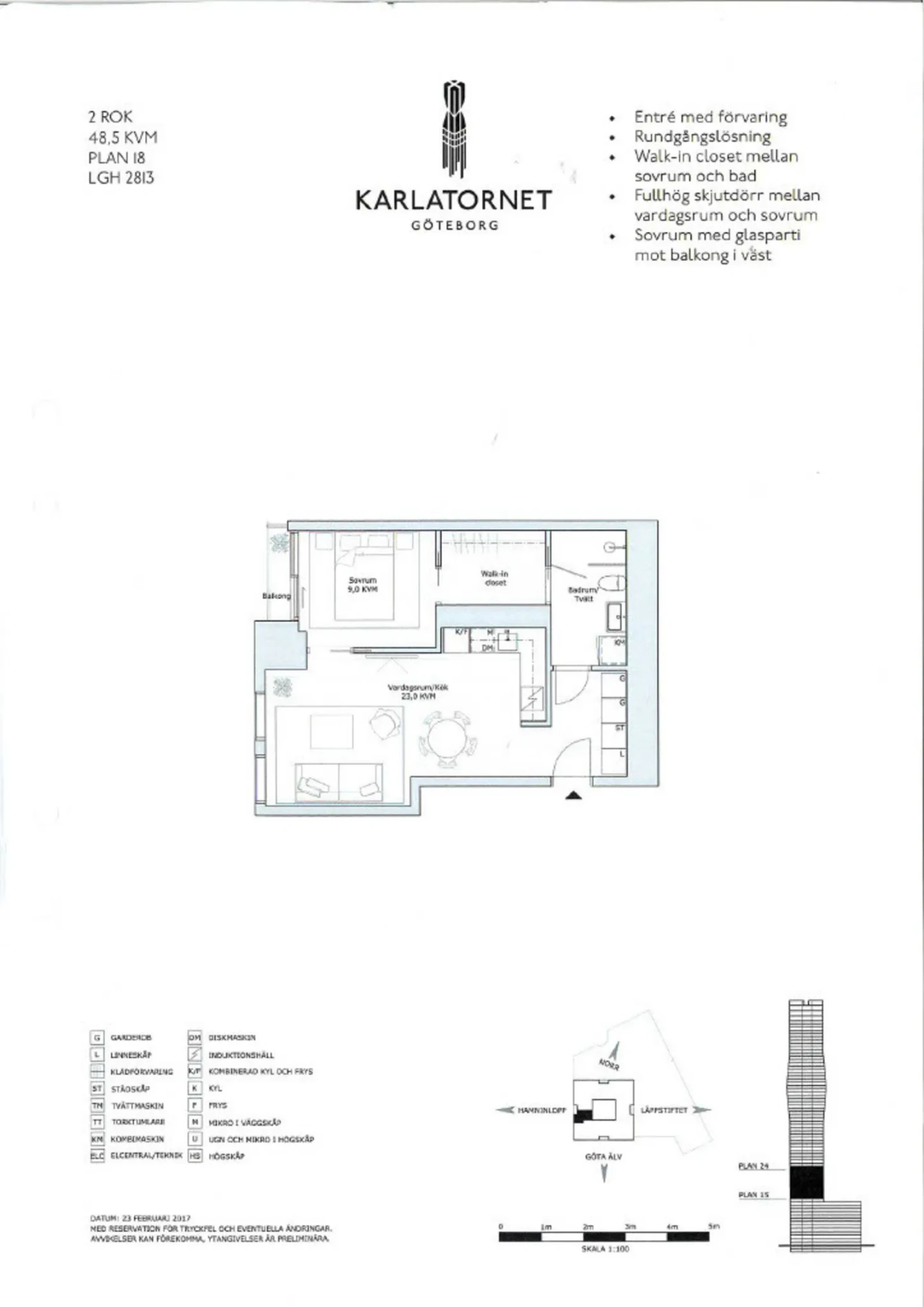 Planritning, Karlatornet (Lodjursstråket 1) vån 18
