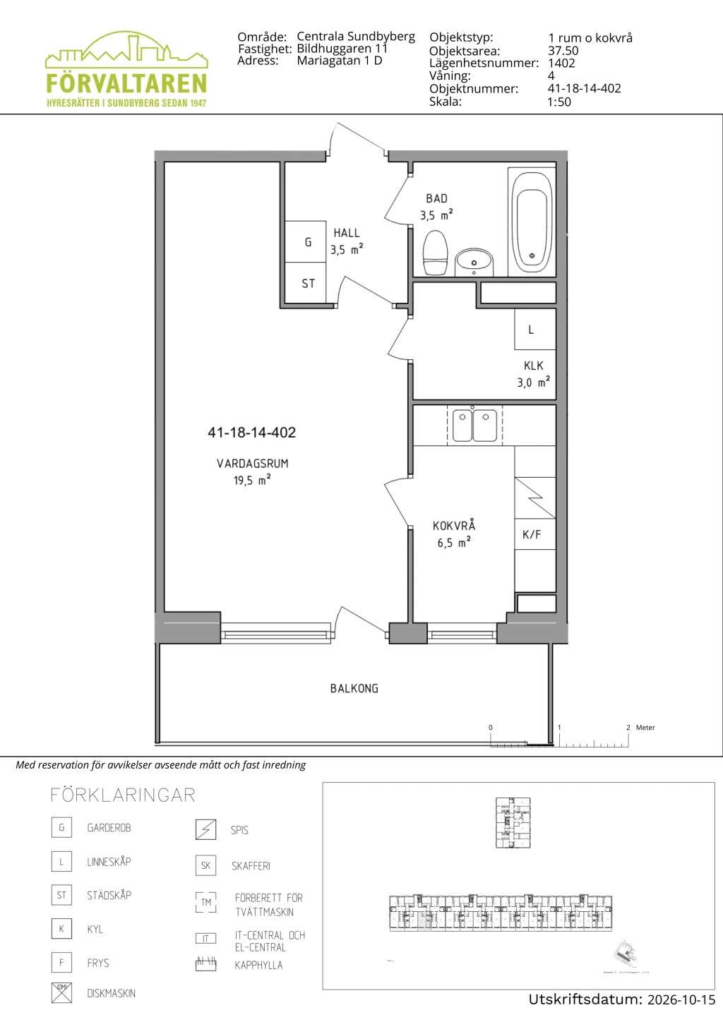 Planritning, Mariagatan 1D