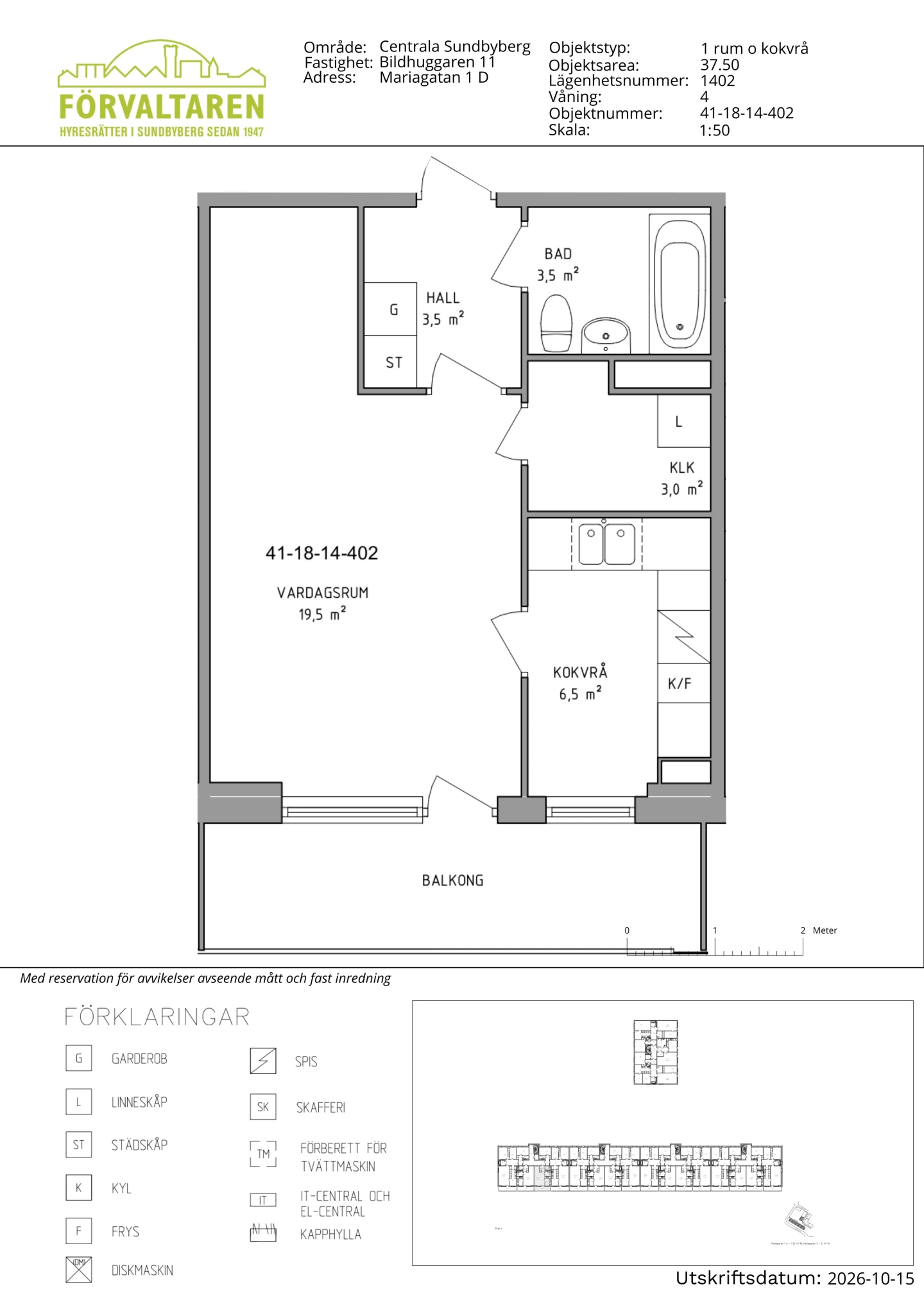 Planritning, Mariagatan 1D