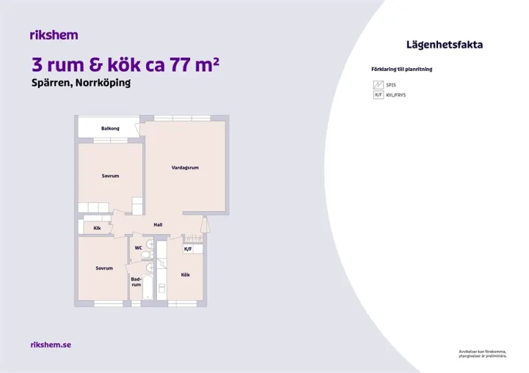 Hyresrätt med 3 rum på Formaregatan 16 i Norrköping