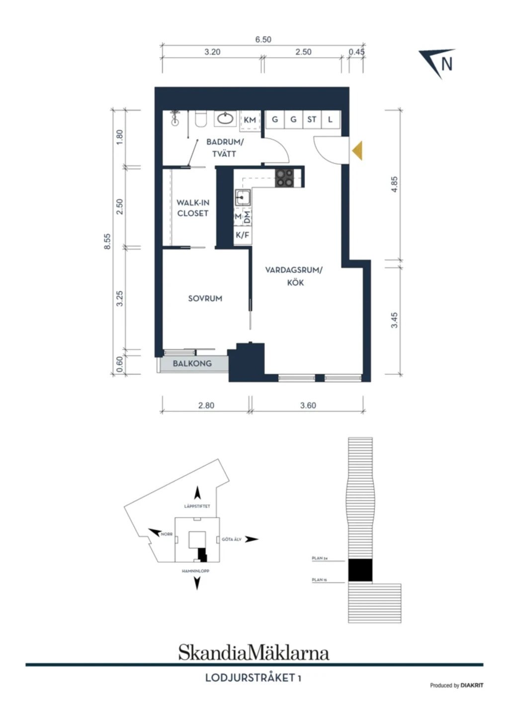 Planritning, Karlatornet (Lodjursstråket 1) vån 18