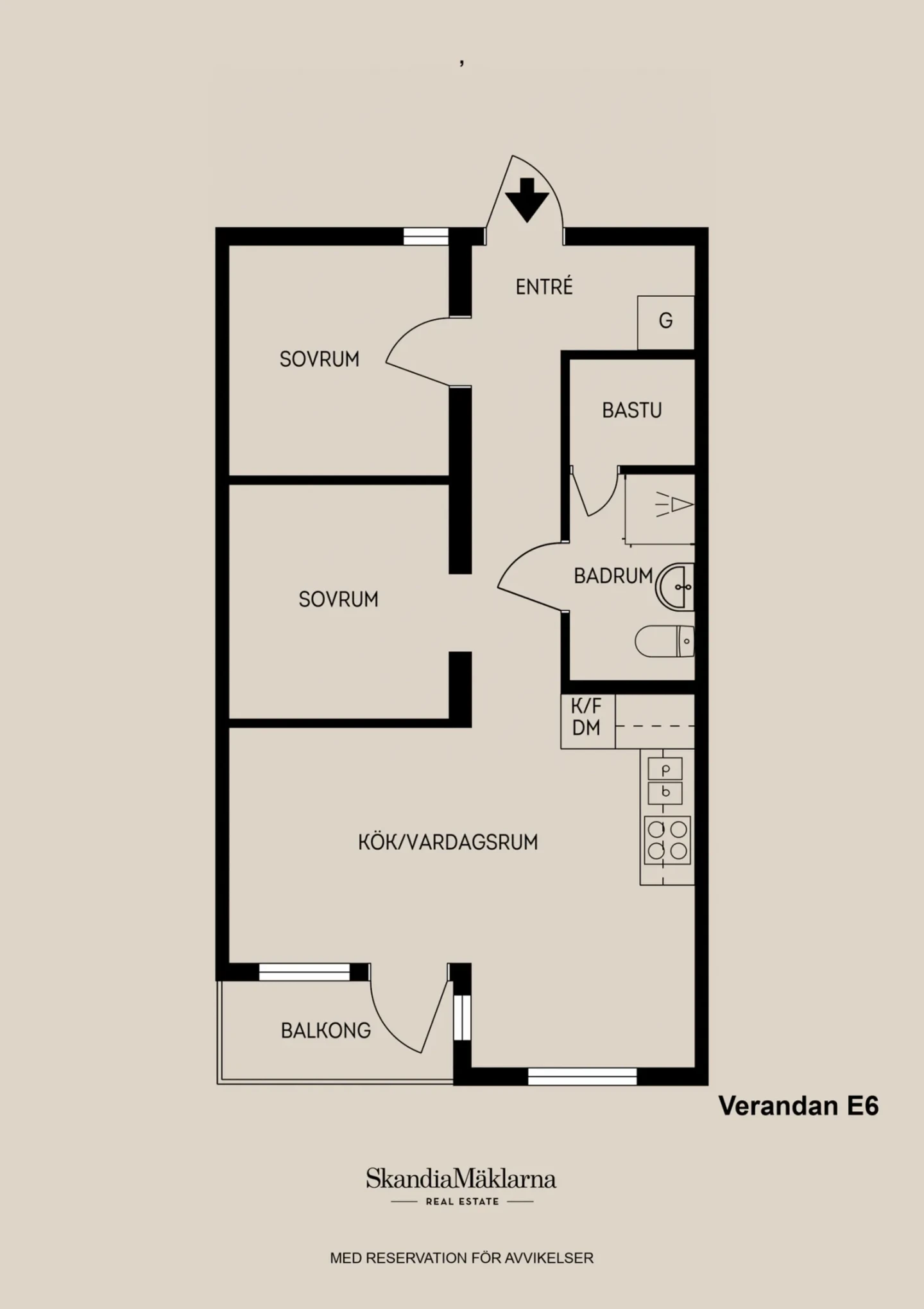 Planritning, Verandan E6 - Karins väg 4