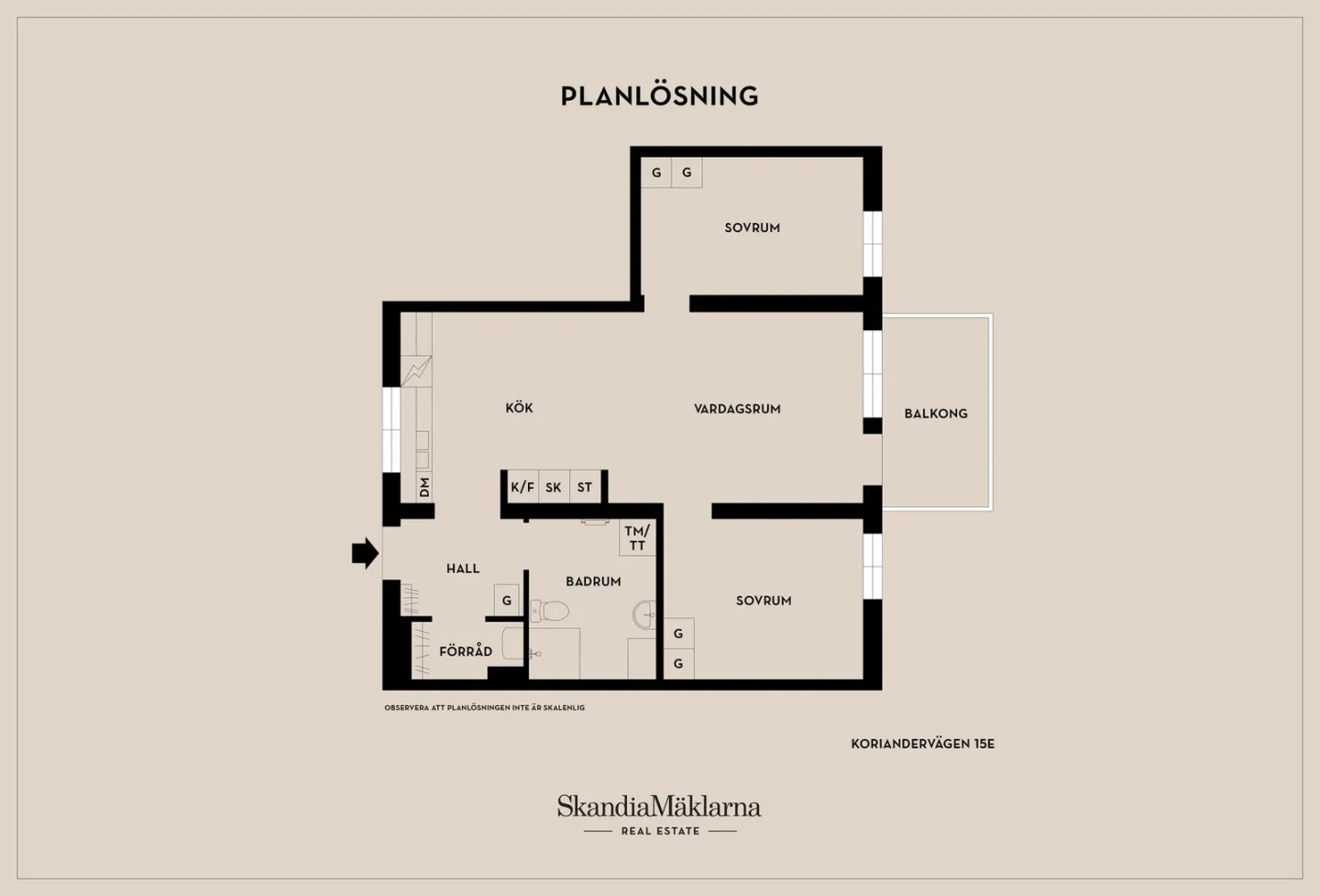 Planritning, Koriandervägen 15E