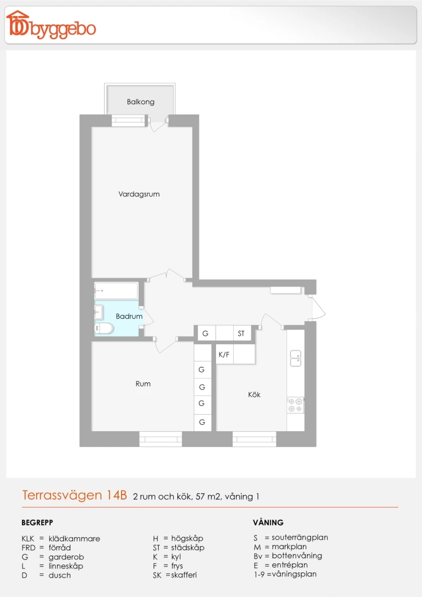 Planritning, Terrassvägen 14B