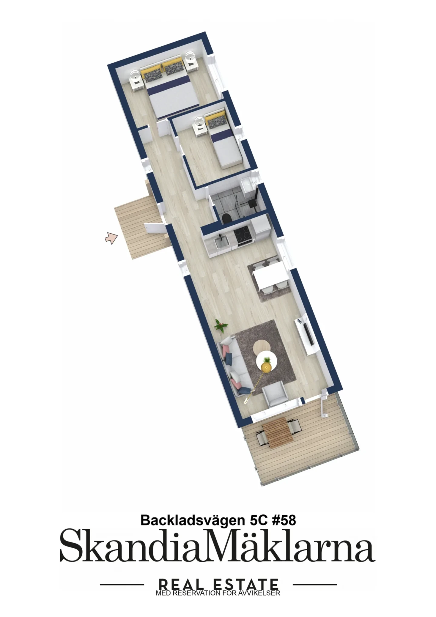 Planritning, Backladsvägen 5C - Terassen #58