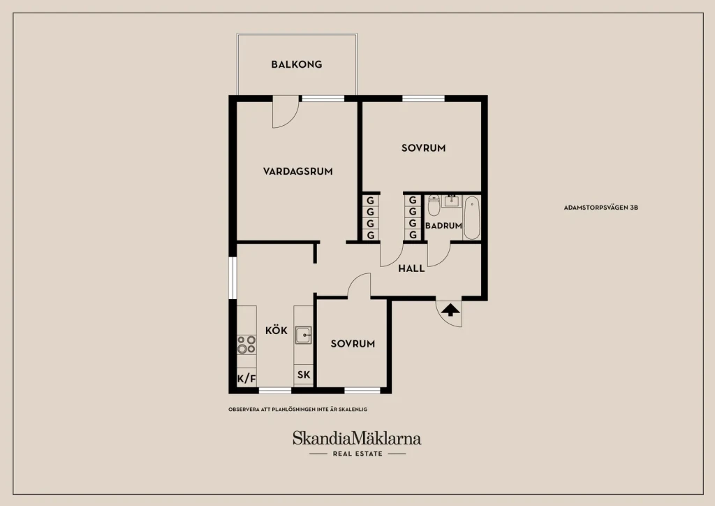 Planritning, Adamstorpsvägen 3B
