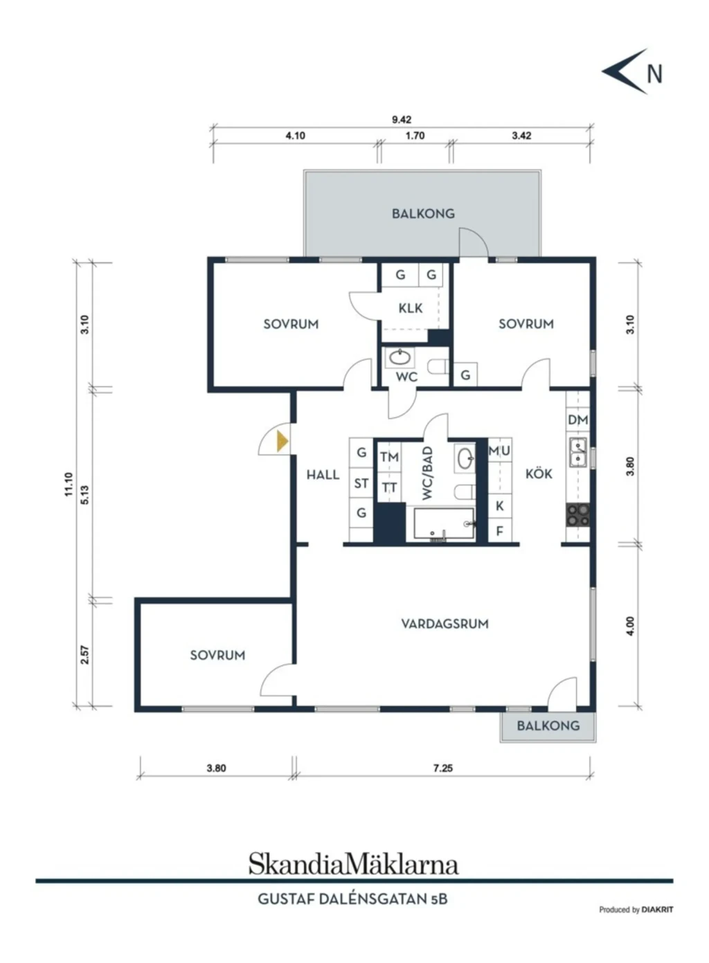Planritning, Gustaf Dalénsgatan 5B