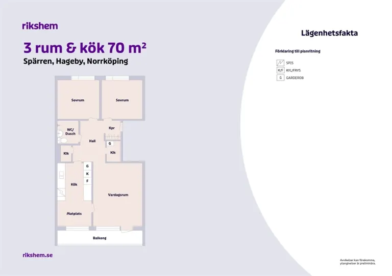 Hyresrätt med 3 rum på Formaregatan 13 i Norrköping