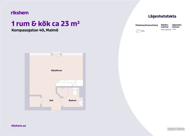 Hyresrätt med 1 rum på Kompassgatan 40 i Malmö, bild 3 av 3