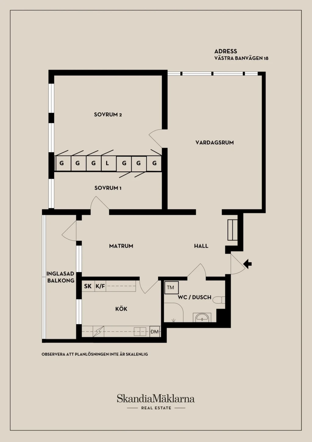 Planritning, Västra Banvägen 18