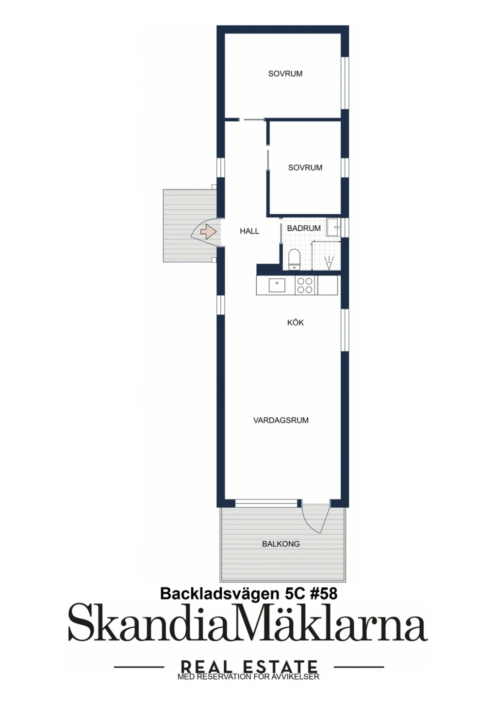 Planritning, Backladsvägen 5C - Terassen #58